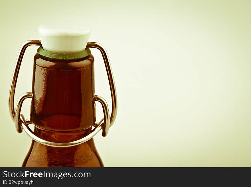 German Retro Beer Bottle, textured old-fashioned background