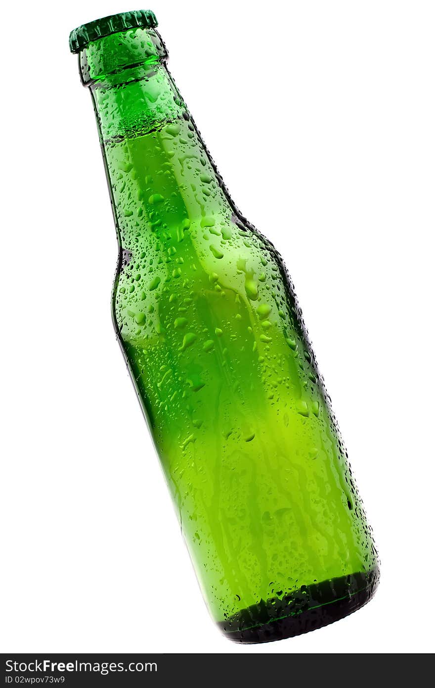 Green Beer Bottle With Water Drops