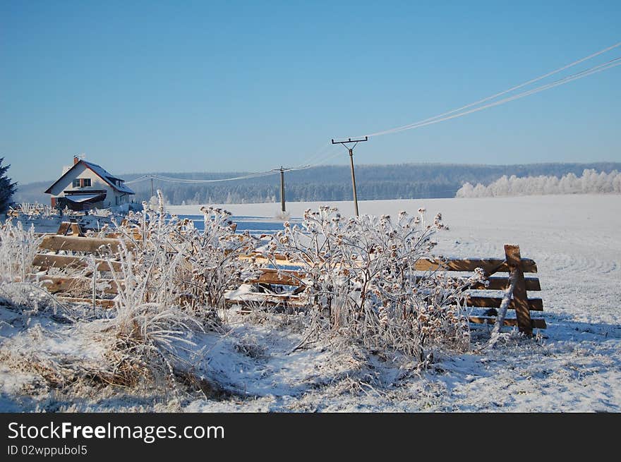 House in the winter country.