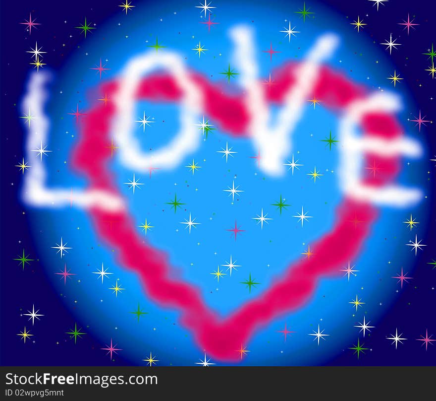 Abstract background with heart and inscription love