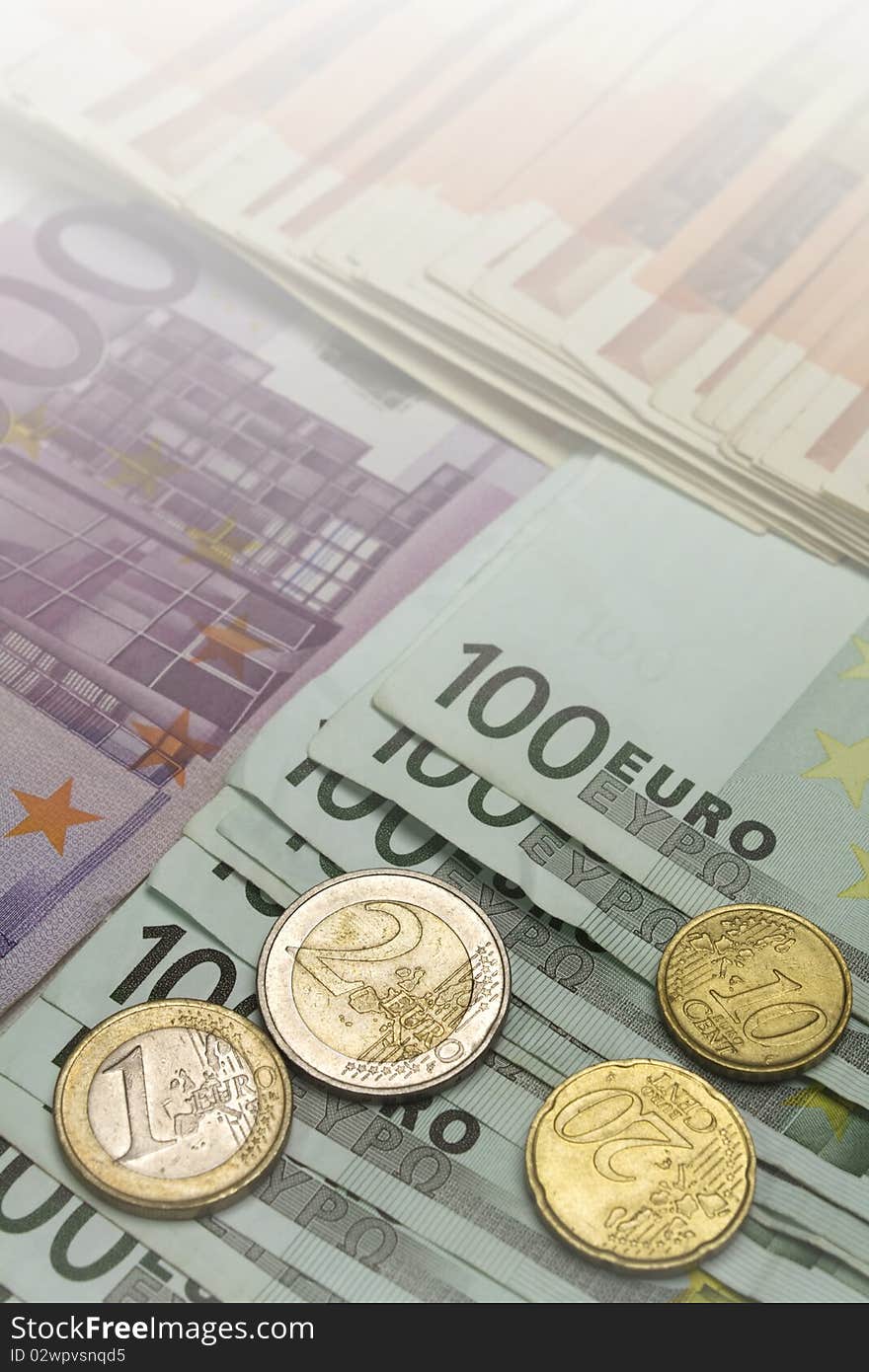 Euro Money bundle with notes and bucks. Euro Money bundle with notes and bucks