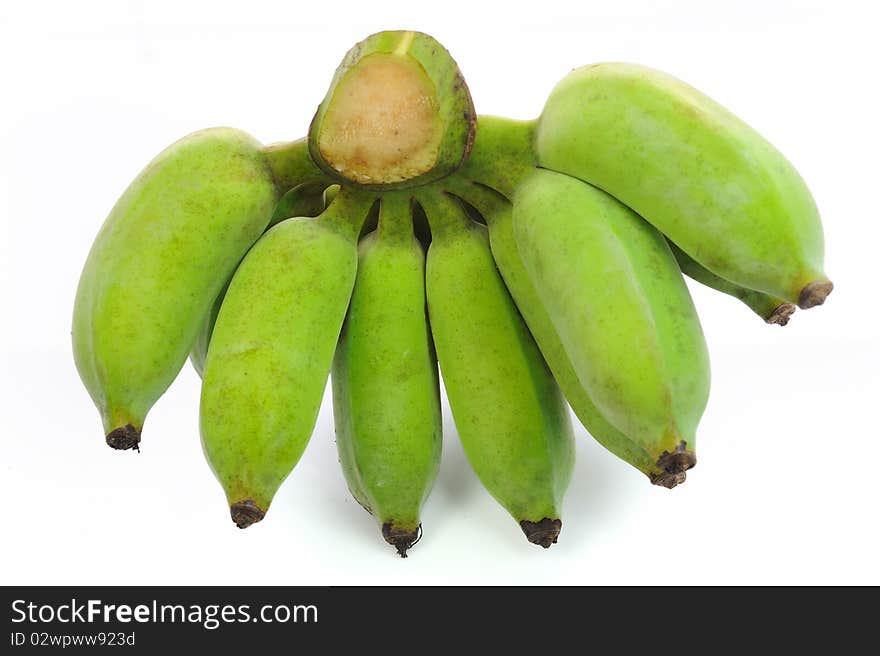 A bunch bananas on white background.