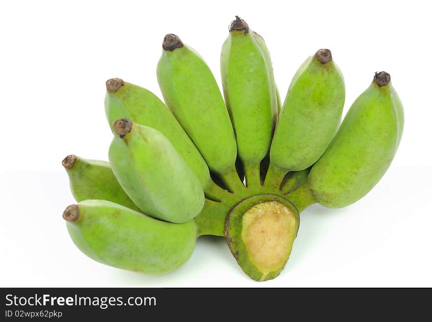 A bunch bananas on white background.