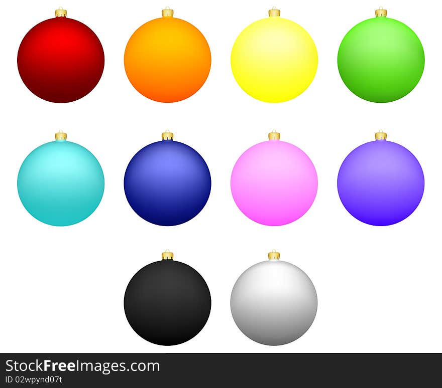 Illustration of christmas balls isolated over white