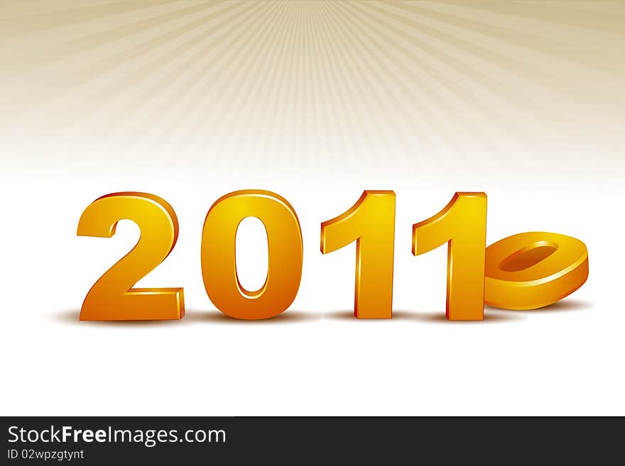 Illustration of 2011 where 0 of 2010 is falling on the floor. Illustration of 2011 where 0 of 2010 is falling on the floor