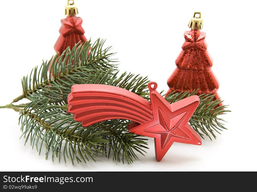 Christmas star with loop and fir branch