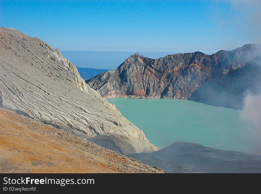 Crater of Ijen volcano. Java. Indonesia