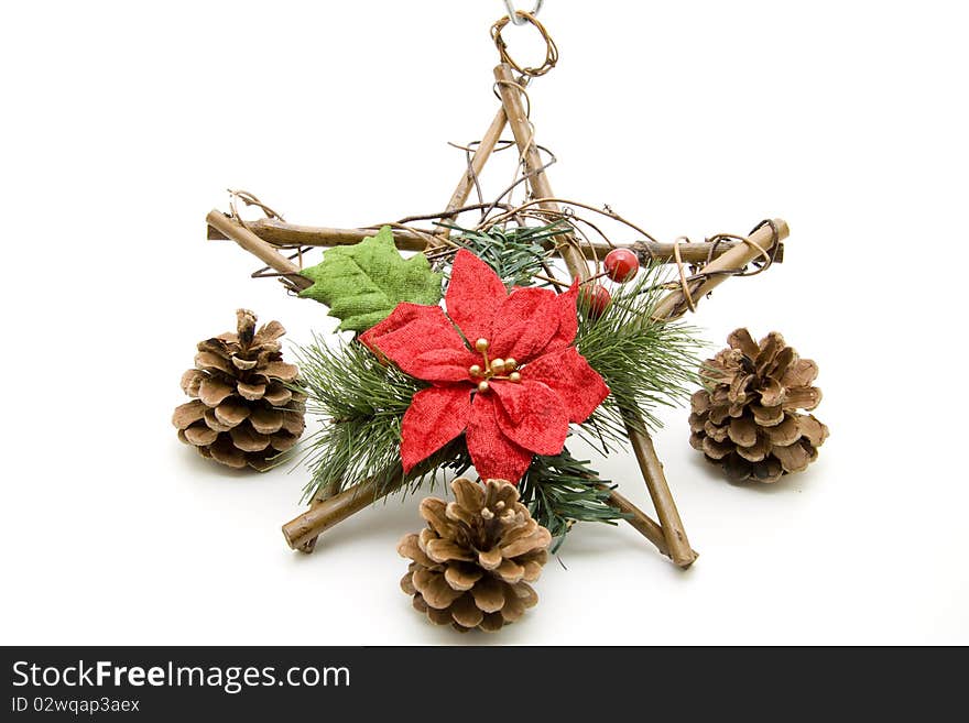 Christmas star with fir cones