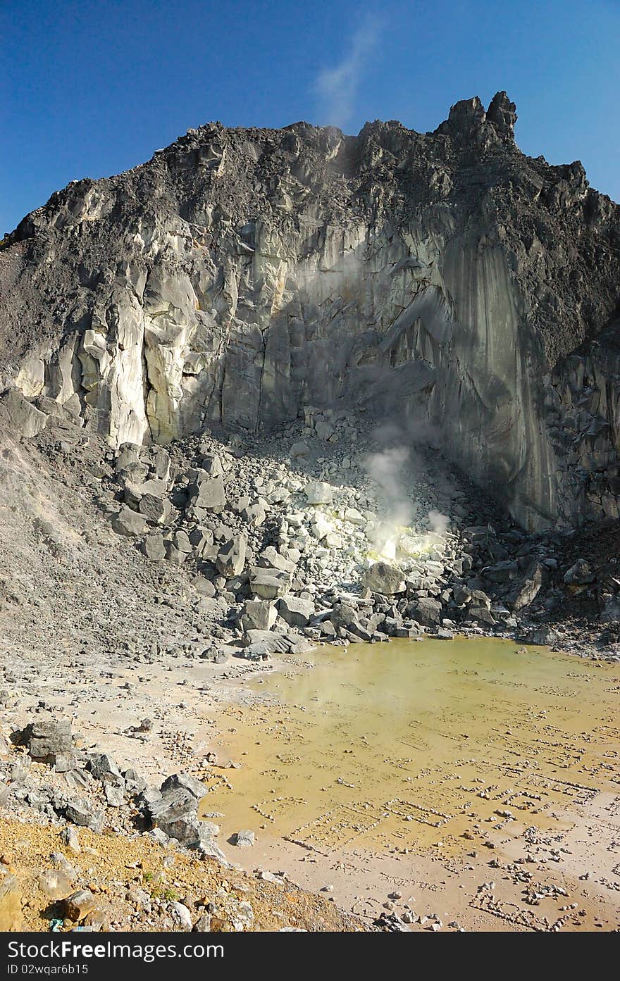 Crater of Sibayak volcano. Sumatra. Indonesia