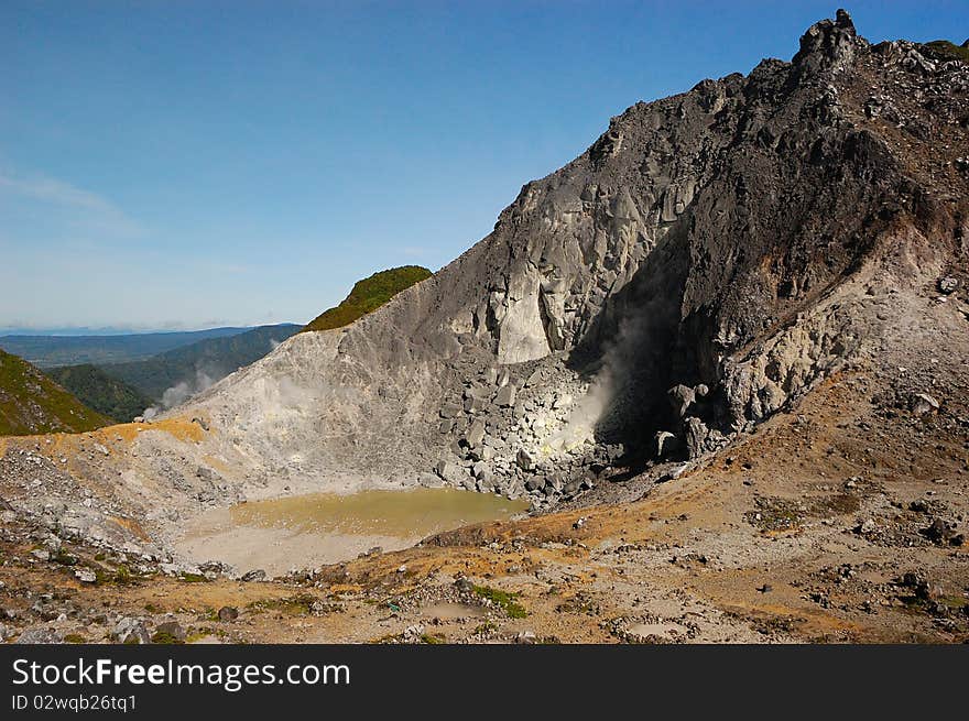 Crater of Sibayak volcano. Sumatra. Indonesia