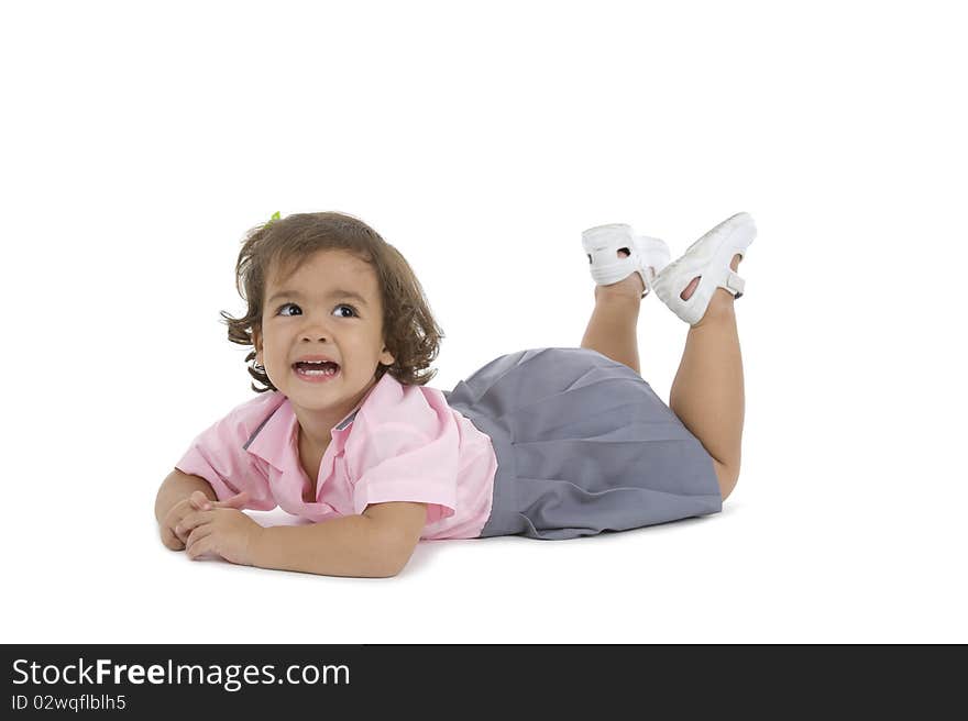 Cute little girl isolated on white background