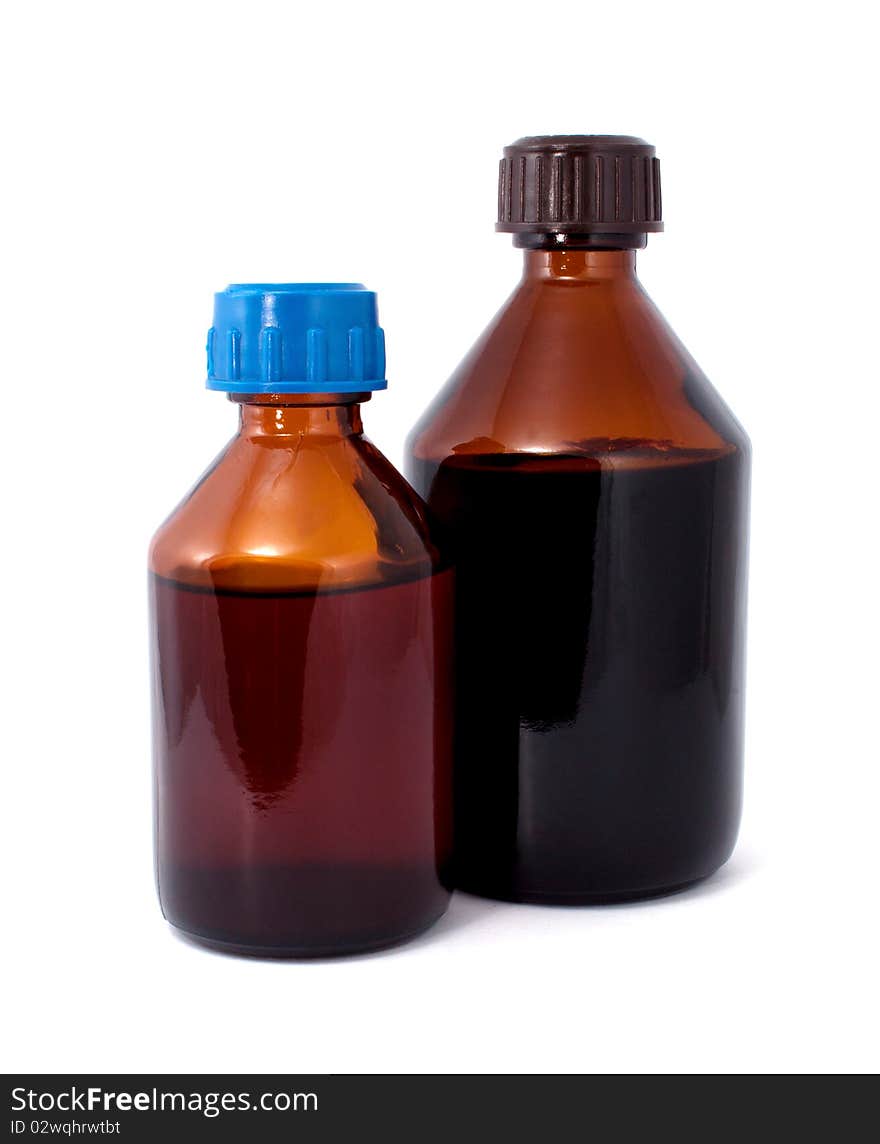 Two Brown Medical Bottles