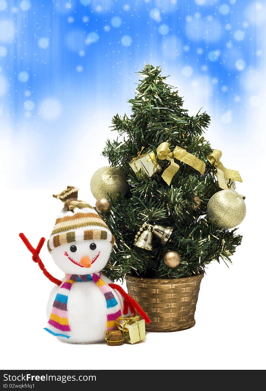 Snowman isolated in white background