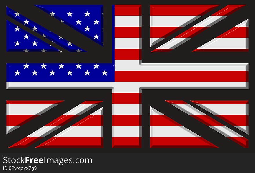 USA flag in the shape of UK flag. USA flag in the shape of UK flag