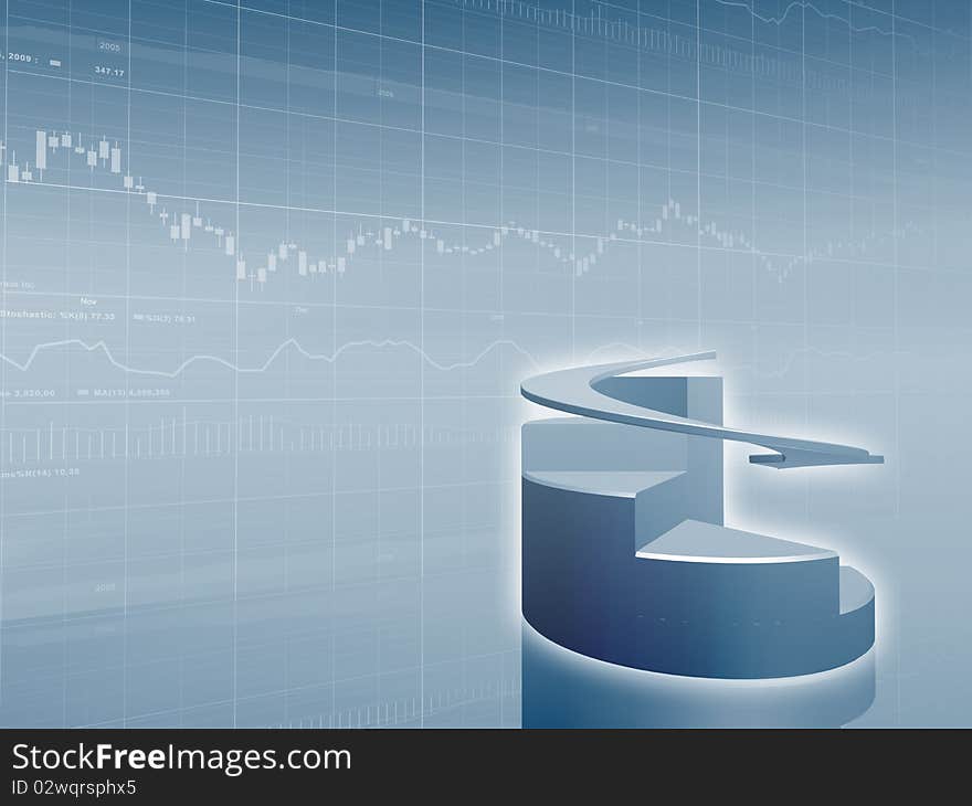 Downward pie graph with market data in fog