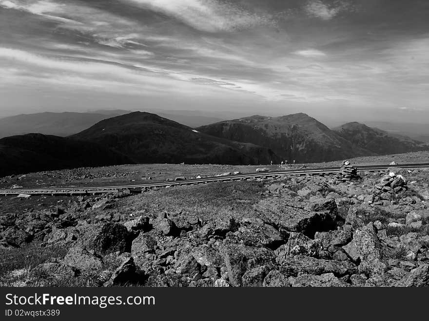 Railway ascends high mountainside for spectacular new england views. Railway ascends high mountainside for spectacular new england views.