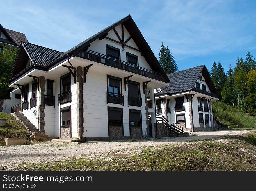 New buildings in a quiet mountain area