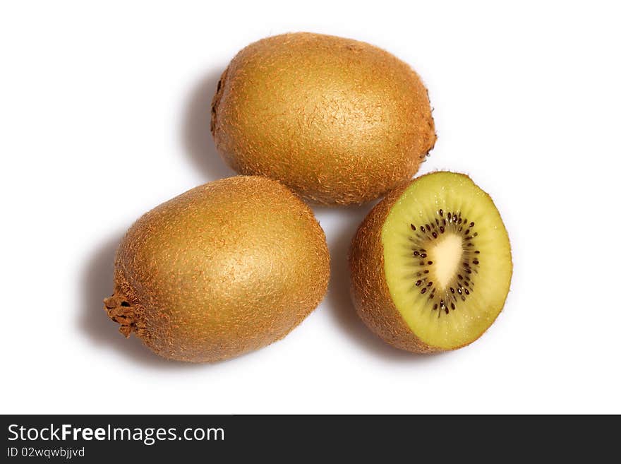 Kiwi fruits isolated on white background.