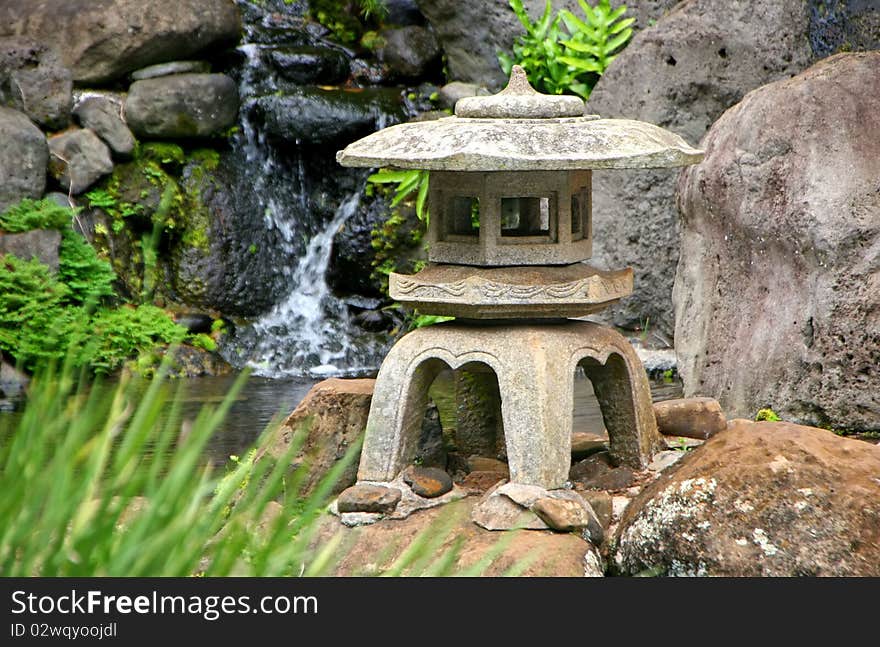 Japanese Lantern in Kepaniwai Park and Heritage Gardens