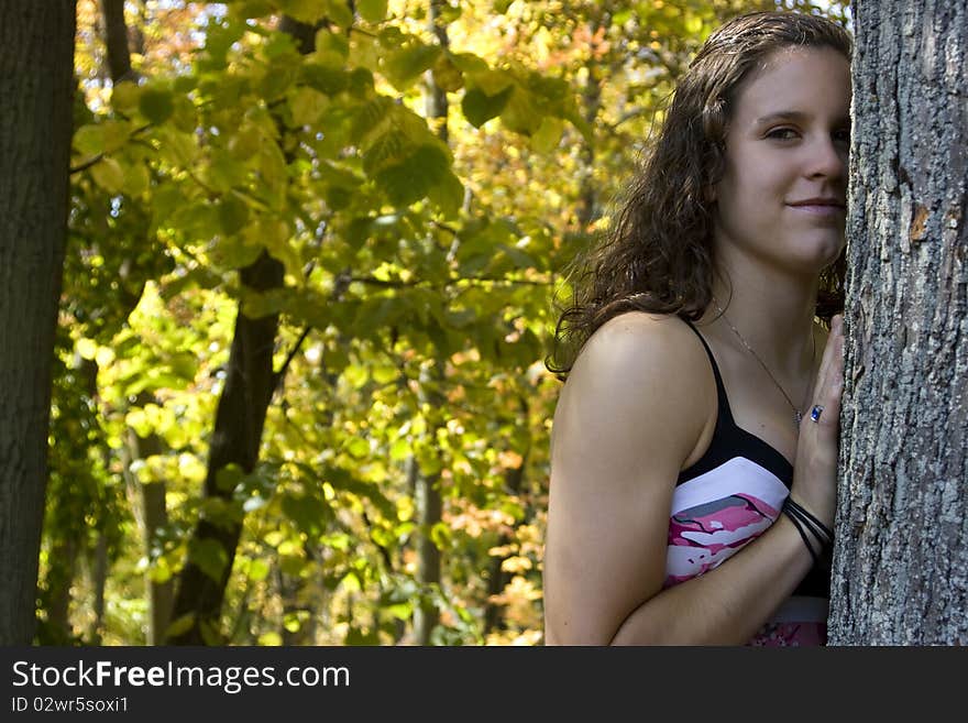 Young Woman And Tree