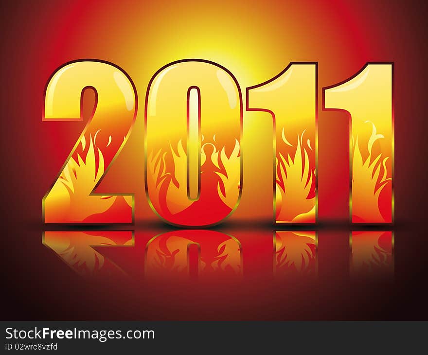 New Year Background with stylized figures fire style. New Year Background with stylized figures fire style