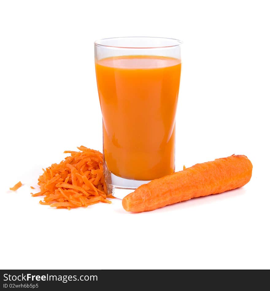 Carrot juice isolated on a white background