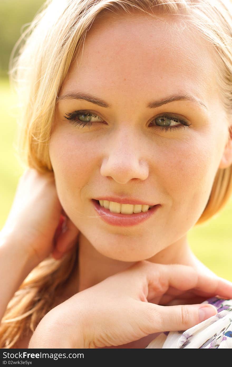 Closeup portrait of smiling lady