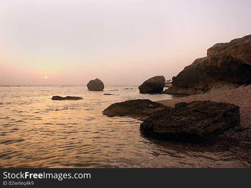 Landscape of the sea in the evening