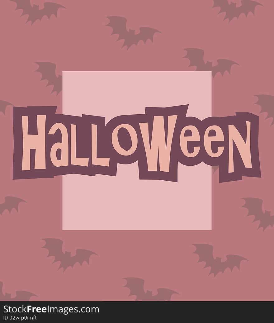 Halloween card. Text on purple background with rattle-mouses