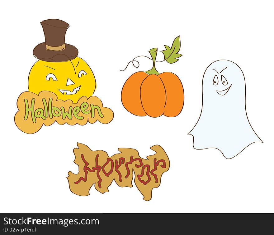 Halloween elements, isolated on white background