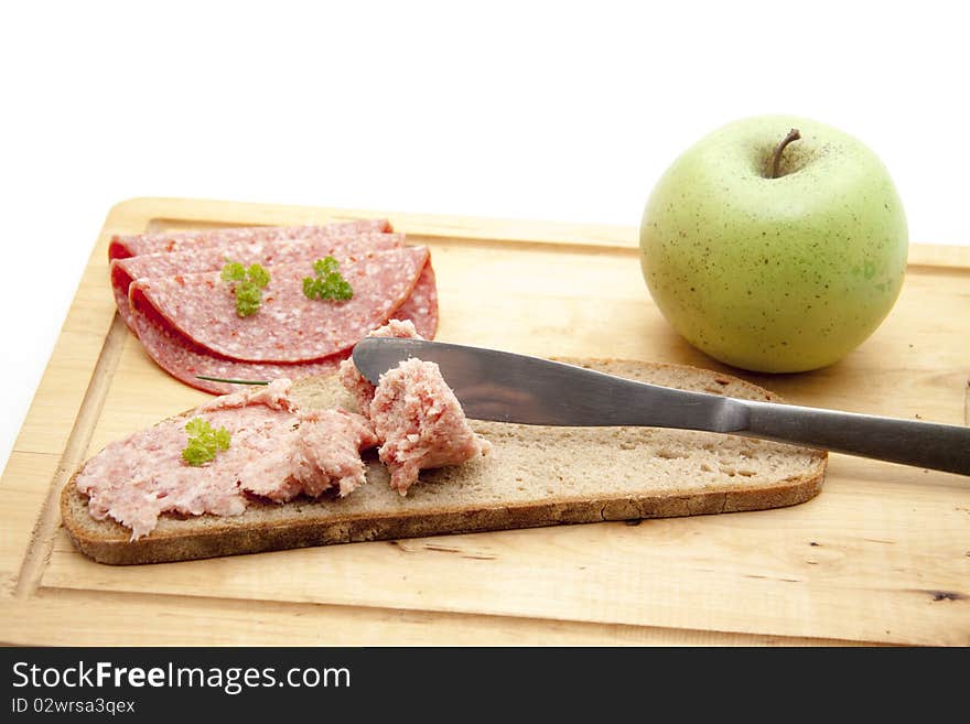 Prank sausage with apple