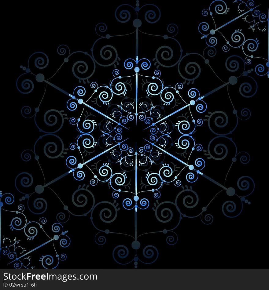 Christmas Background with an elegant snowflake on a black background