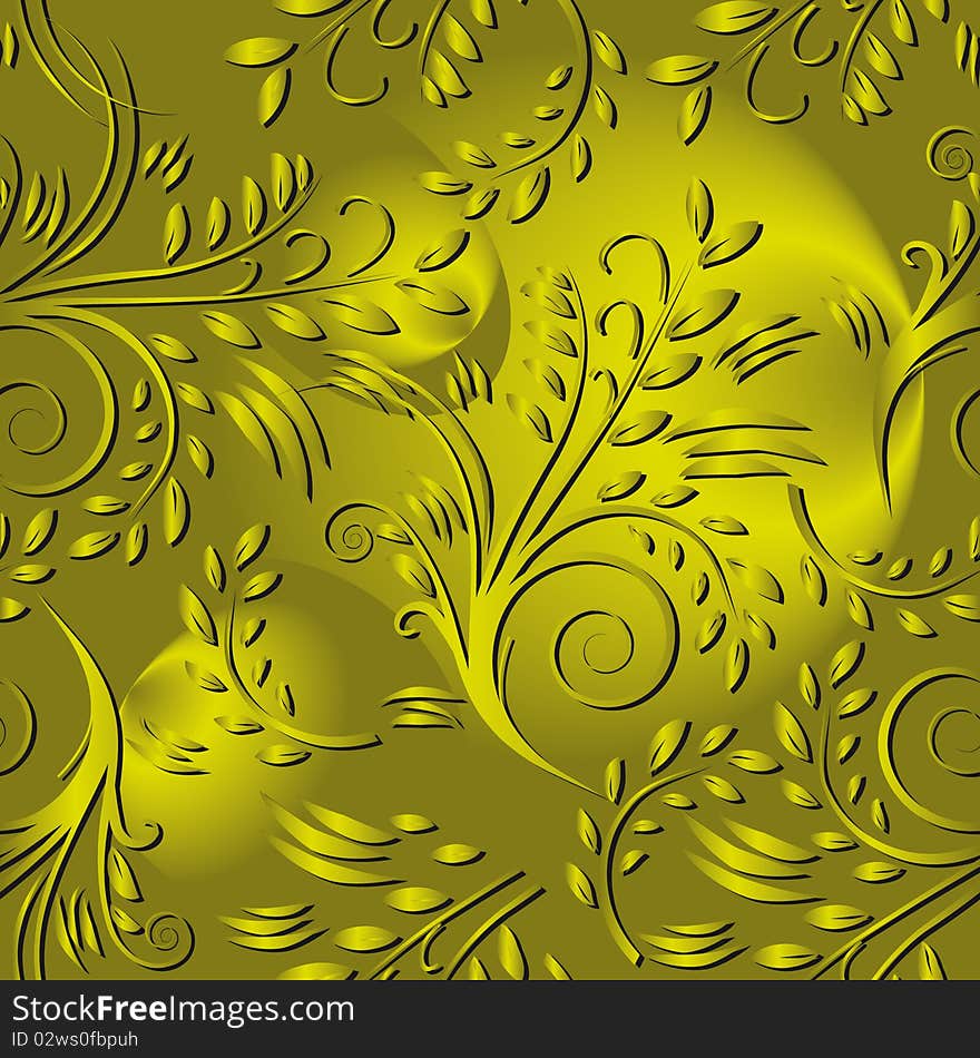 Seamless background with gold leaves