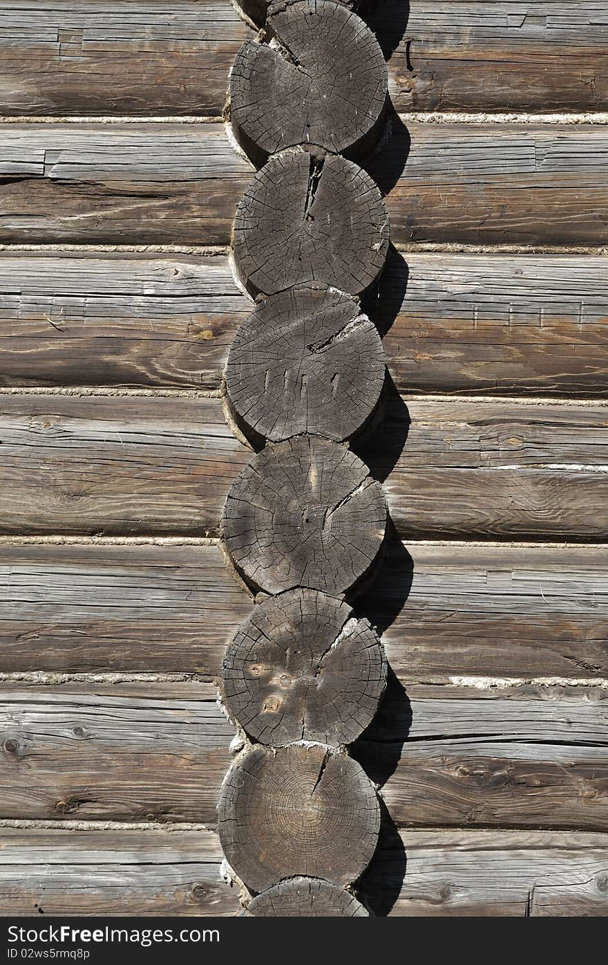 Close up of old weathered log wall. Close up of old weathered log wall