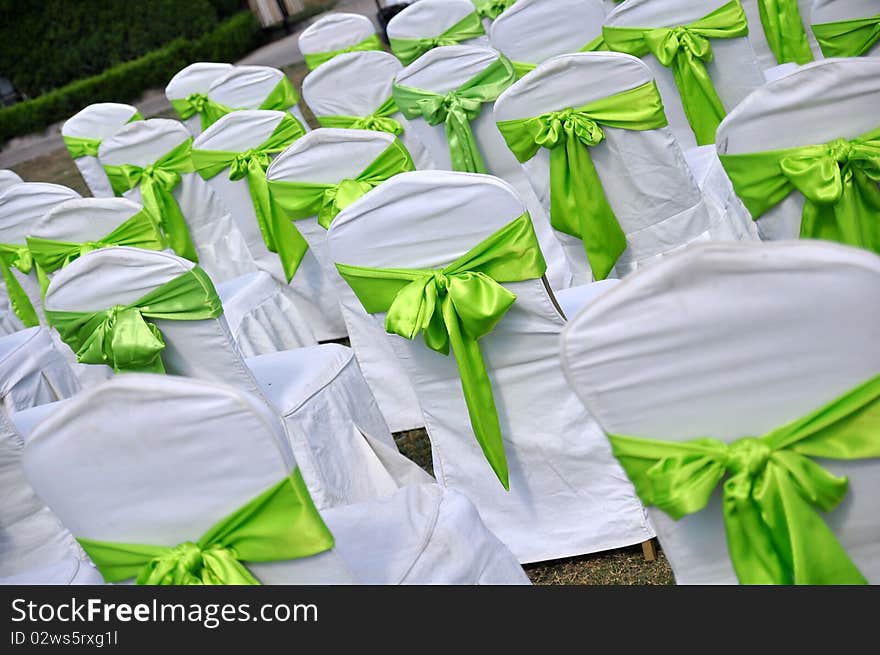 Many chairs in the outdoor wedding