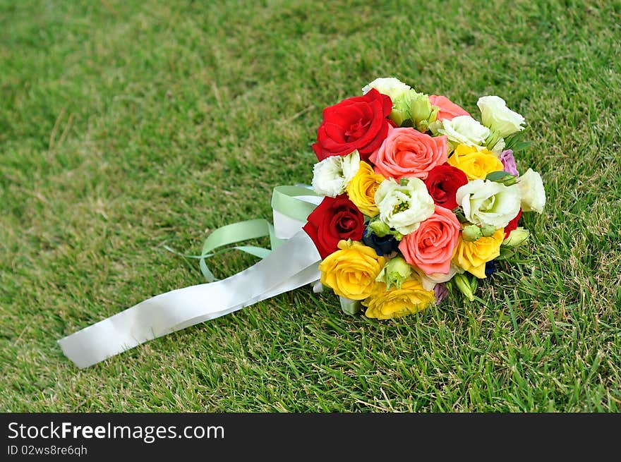 Bouquet of flowers at a outdoor wedding，which taken in china. Bouquet of flowers at a outdoor wedding，which taken in china