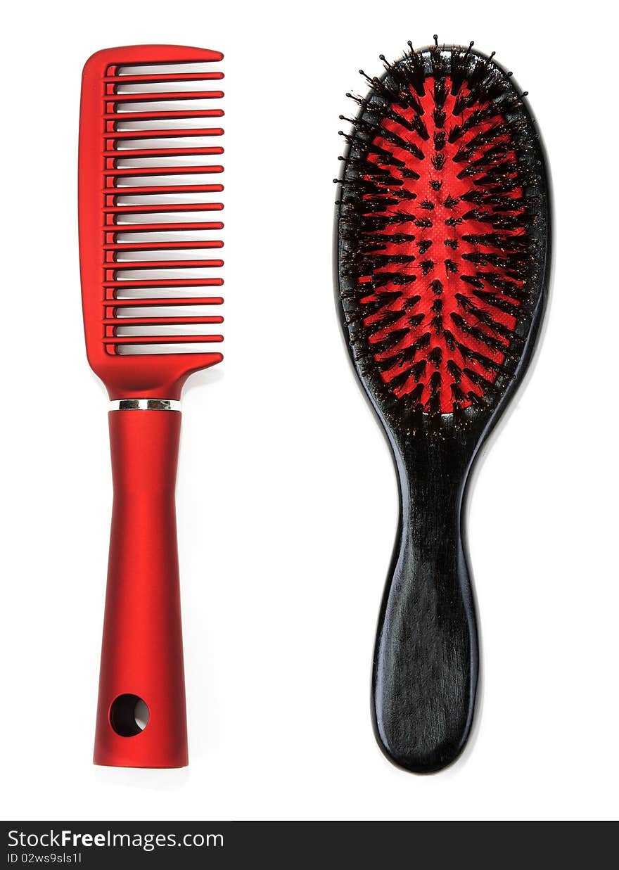 Collage massage black and red comb