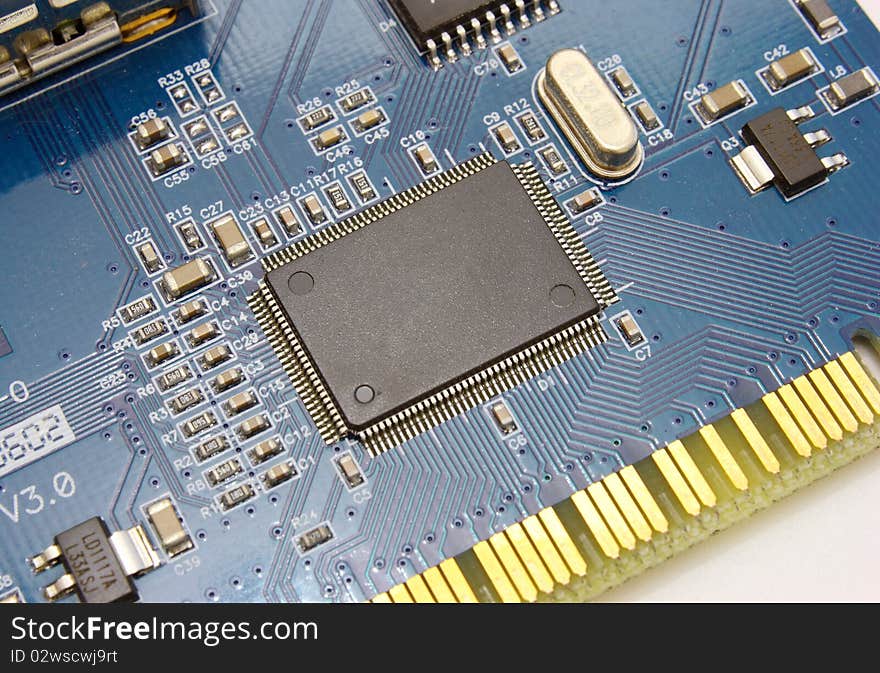 The electronic scheme of the motherboard on a yellow background from radio details