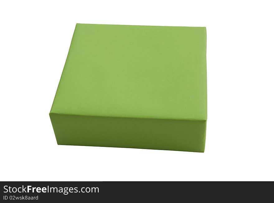 Green gift box as white isolate background