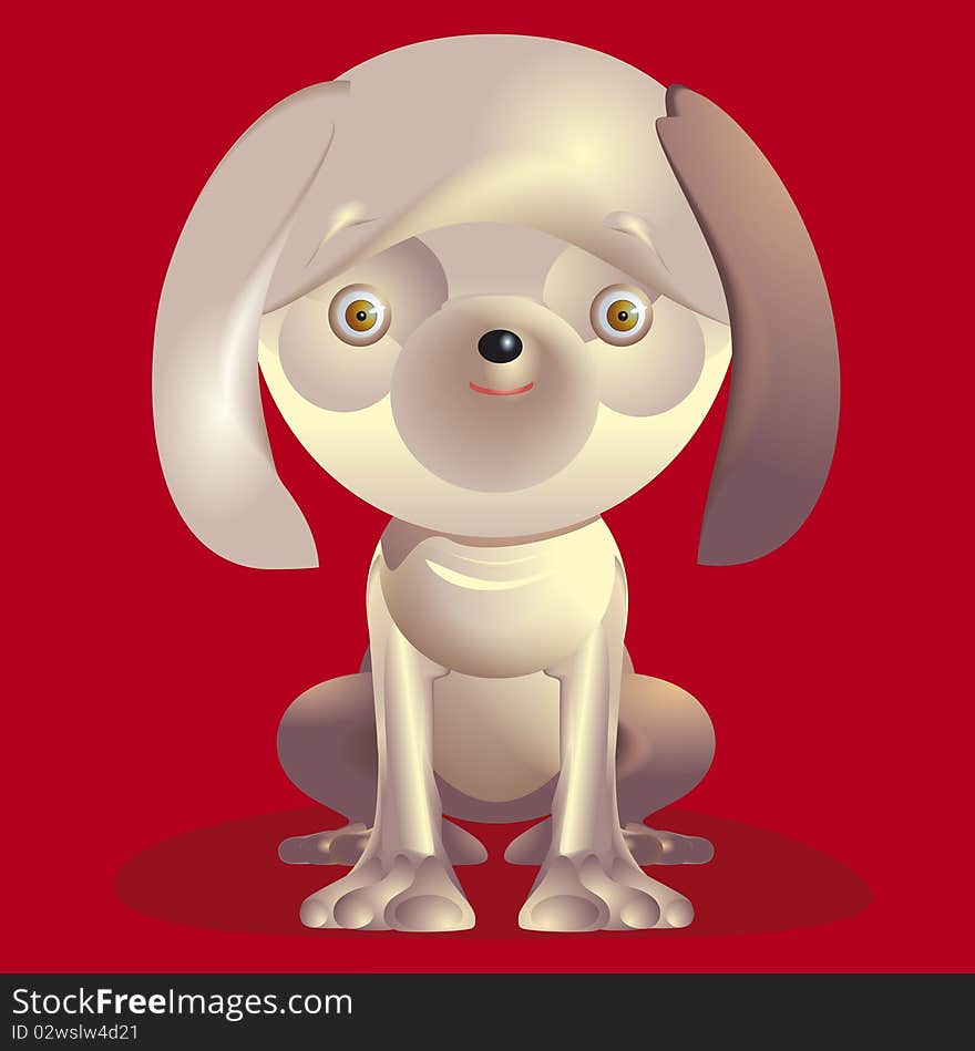 Vector illustration. Funny puppy painted as a favorite toy. Vector illustration. Funny puppy painted as a favorite toy