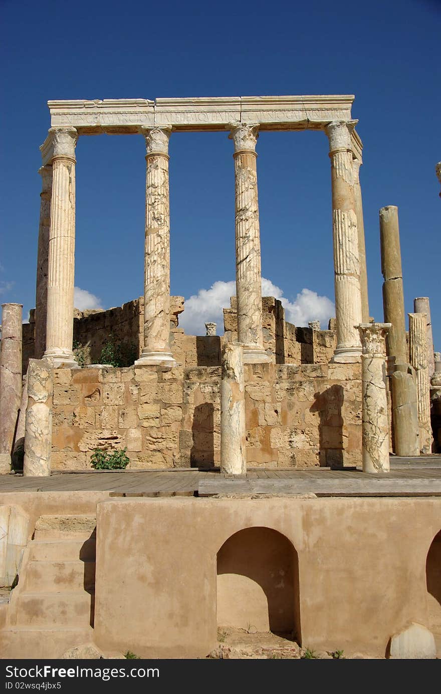 Theatre in the roman ruins of Leptis Magna, in Libya. Theatre in the roman ruins of Leptis Magna, in Libya