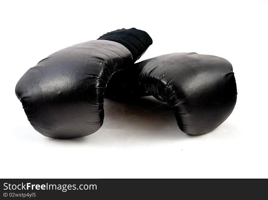 Black boxing gloves isolated on white