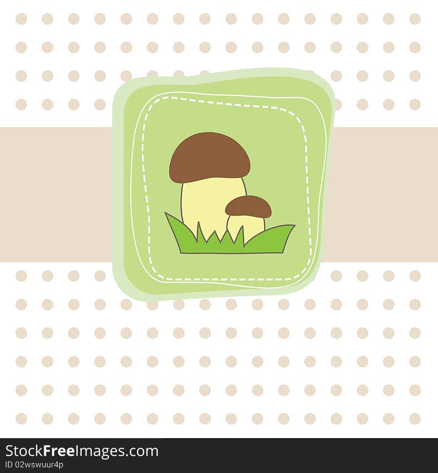 Simple   card with mushroom. Vector