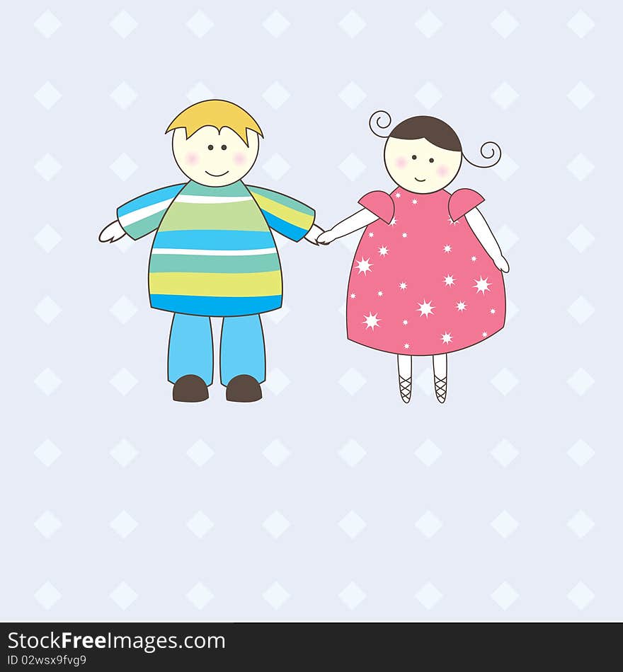 Illustration of Boy and Girl on white background.Vector illustration