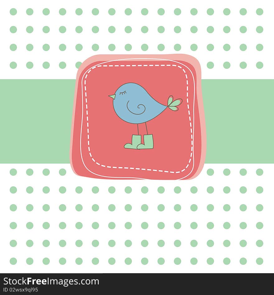 Romantic card with bird . Vector illustration