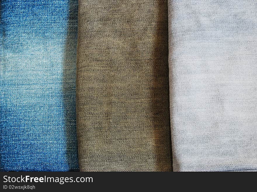 Three color jeans pile texture background picture. Three color jeans pile texture background picture