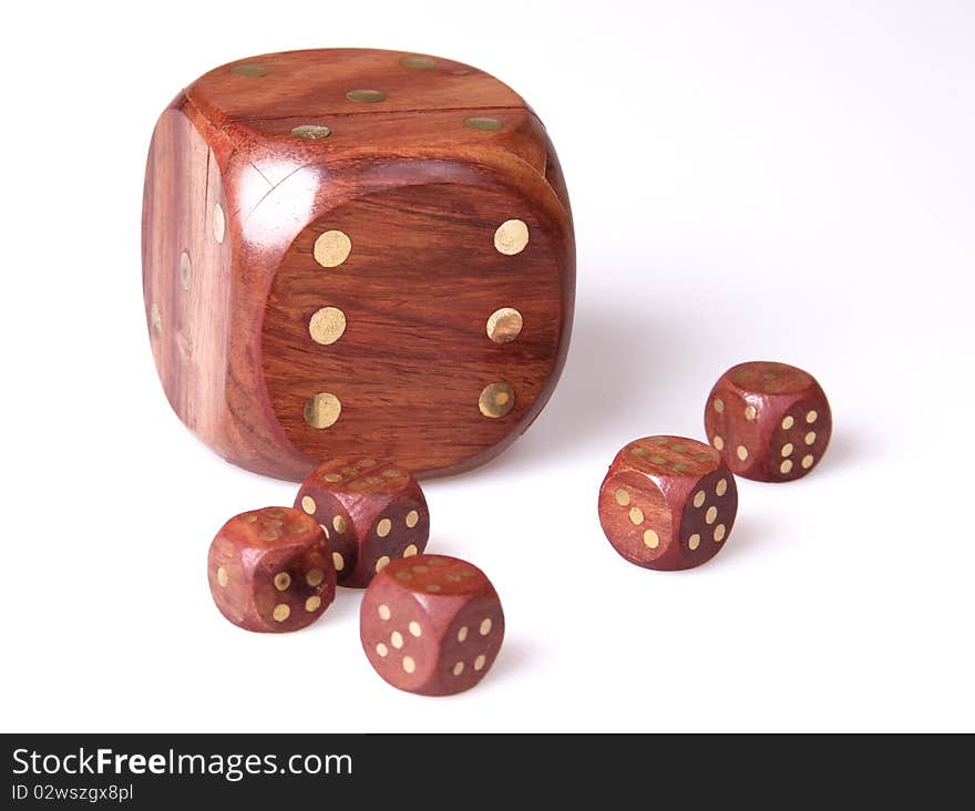 Cubes for game are thrown on a table