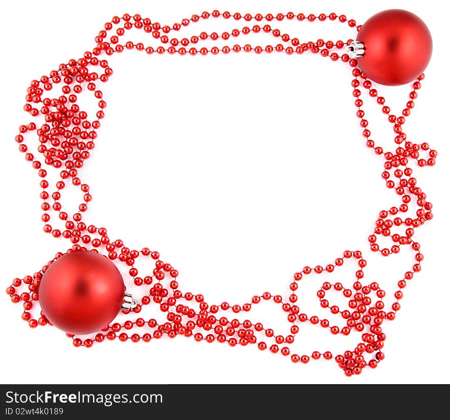 New year frame with two red balls isolated