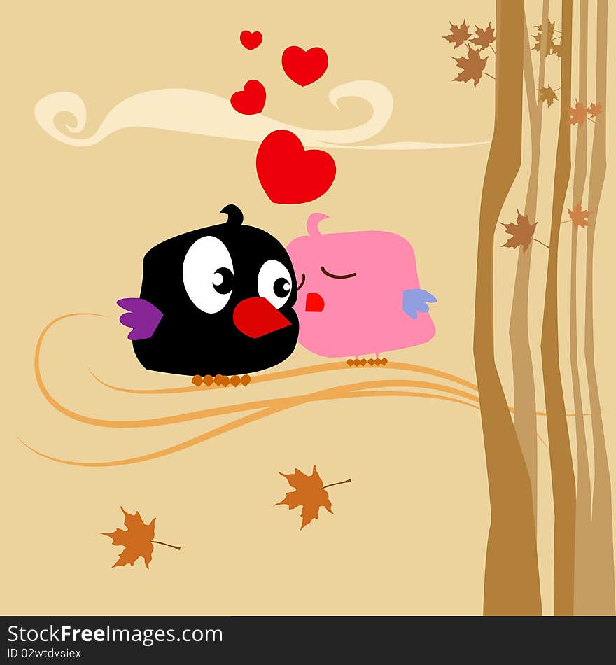 Love birds and heart background vector