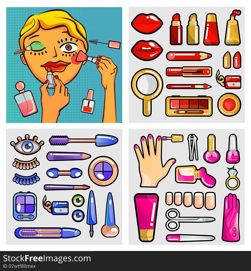 Set of cosmetic illustration vector